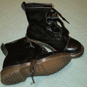 "Gracie"Doc Martens(Black velvet w/ ribbon laces)